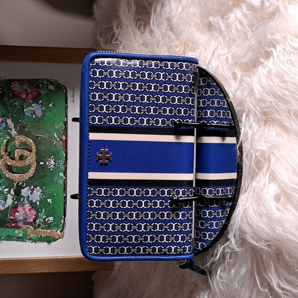Tory Burch NWTs Gemini Link Royal Blue Continental Wallet - Picture 3 of 11